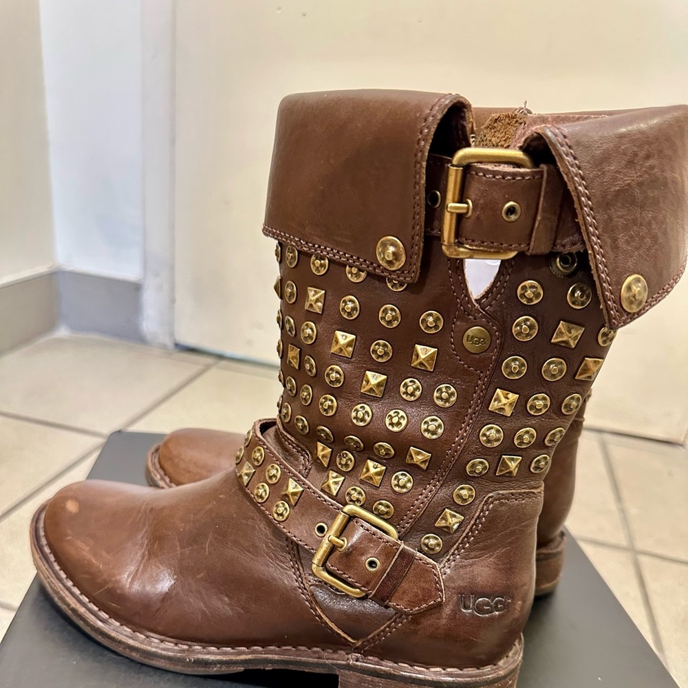 UGG Women's Brown Moto Leather Boots. Size 7